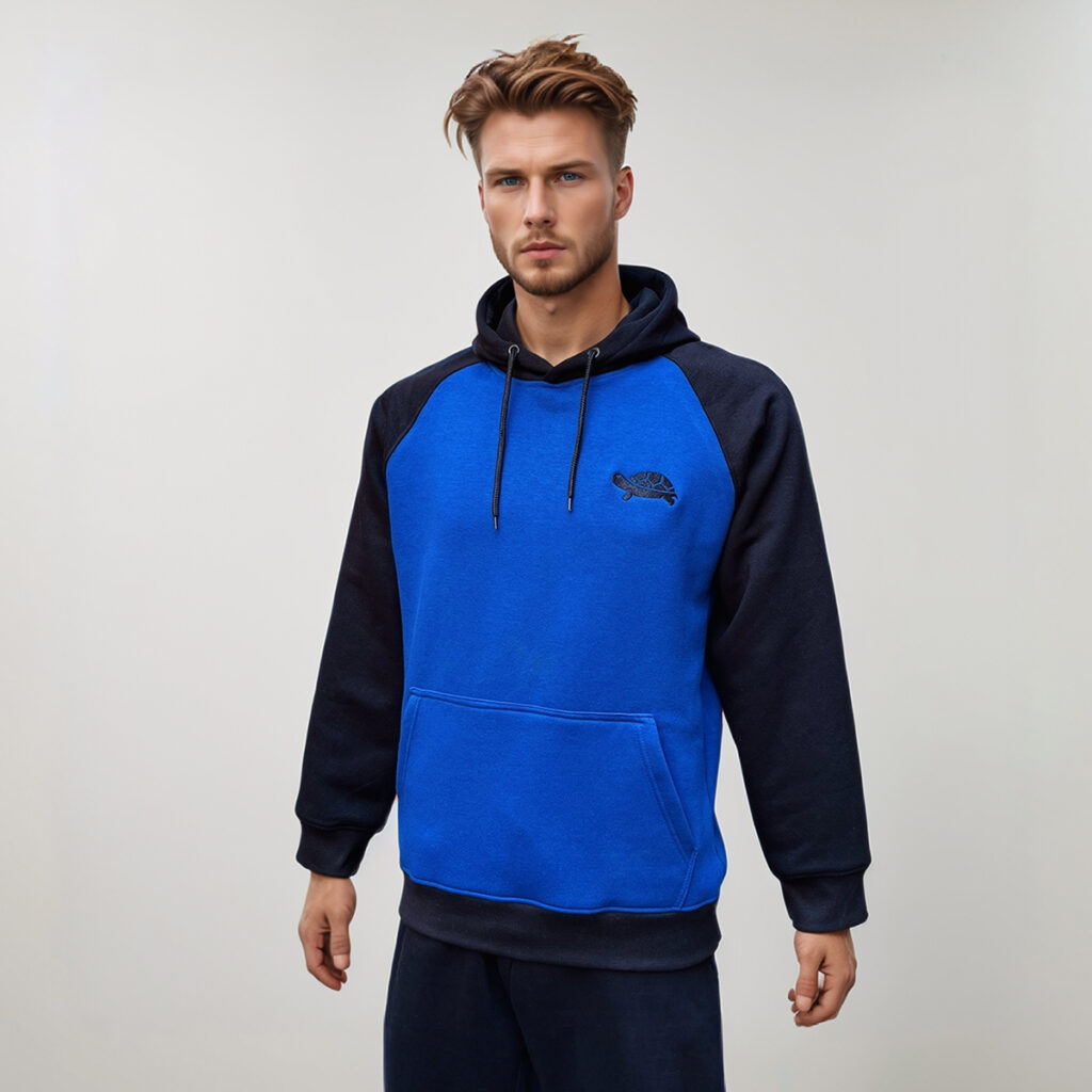 Black & Blue Cotton Hoodie Wholesale