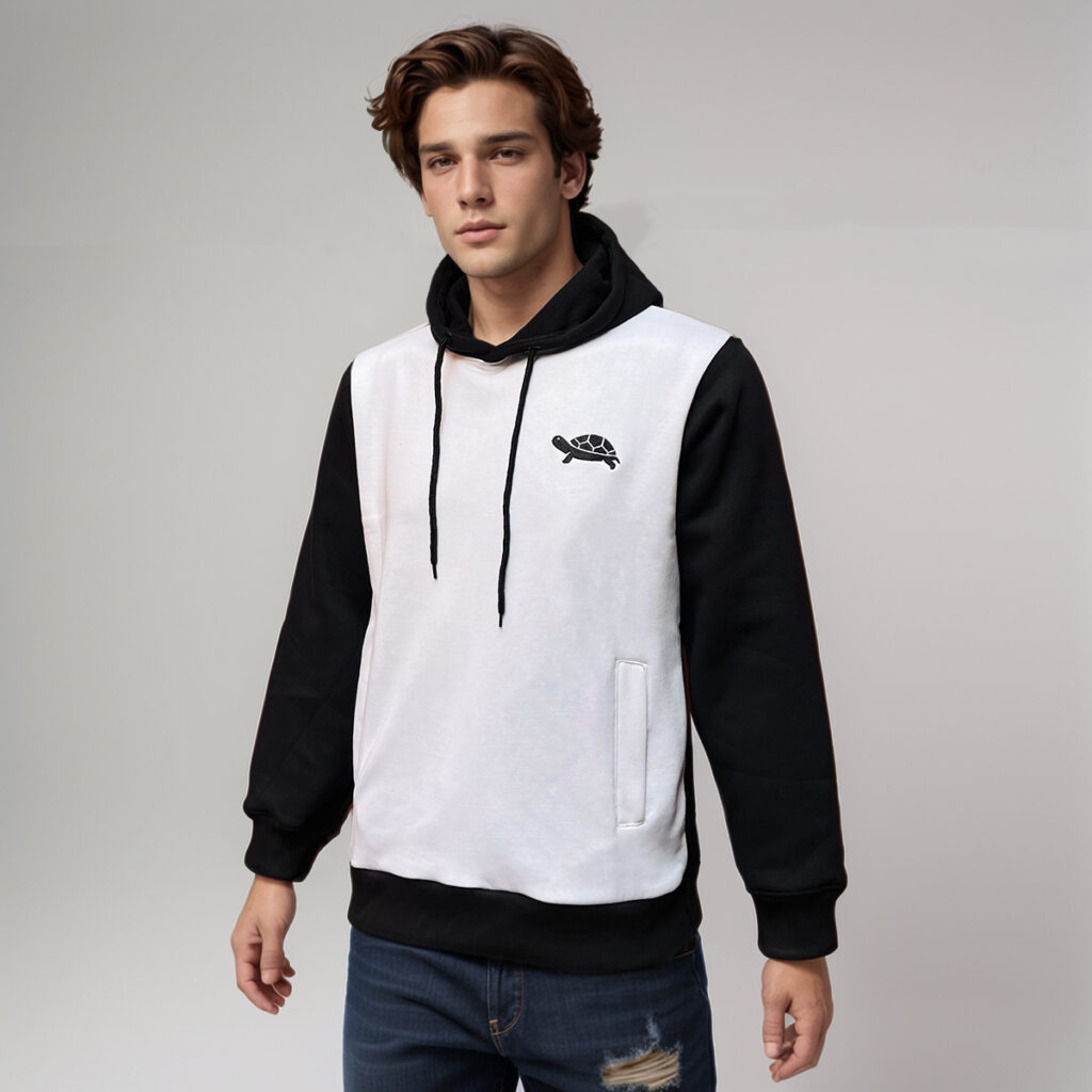 Black and White Cotton Hoodie Wholesale